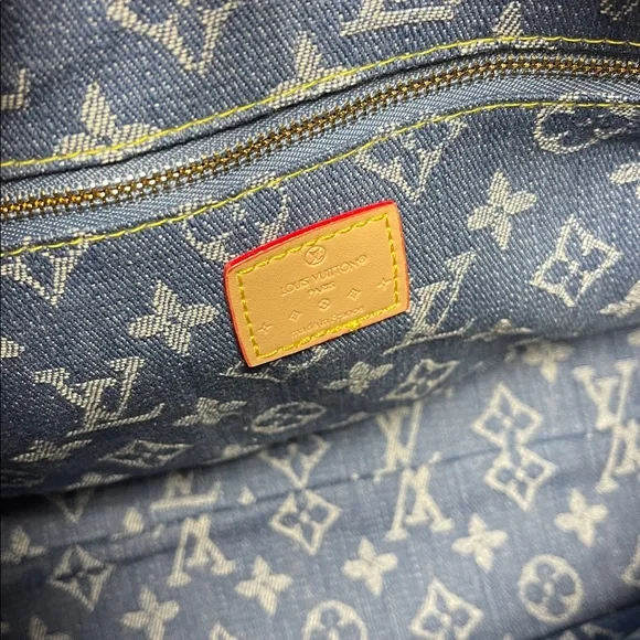 Blue Monogram Denim Tote Bag with Wallet - Picture 7 of 7